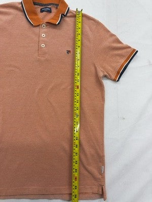 Jack & Jones Men's Terracotta Cotton Polo Shirt Short Sleeve M