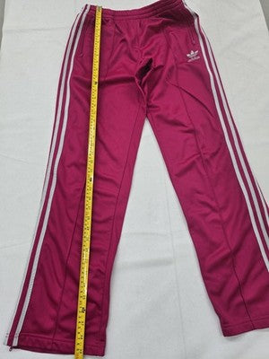 Adidas Magenta Striped Track Pants Unisex Loose Fit Drawcord