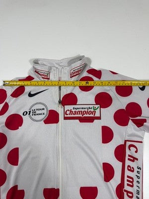 Nike XL Tour De France Polka Dot Cycling Jersey White Red Long Sleeve