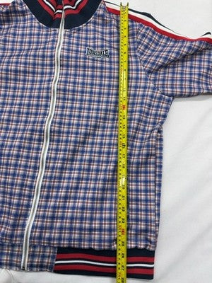 Lonsdale Navy Plaid Cotton Activewear Jacket XL Stand-up Collar