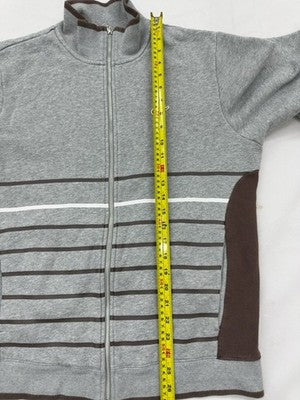 Nike Men's M Grey Striped Full-Zip Fleece Hoodie Sportswear