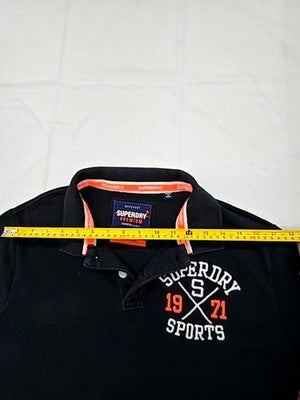 Superdry Black Men's XXL Short Sleeve Polo Shirt Orange Accents