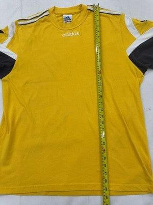 Adidas Men's Yellow Striped Short Sleeve T-Shirt XL 3 Stripes