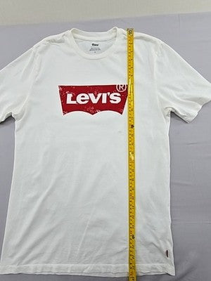 Levi's Men's White Cotton T-Shirt Size M Logo Crew Neck Short Sleeve