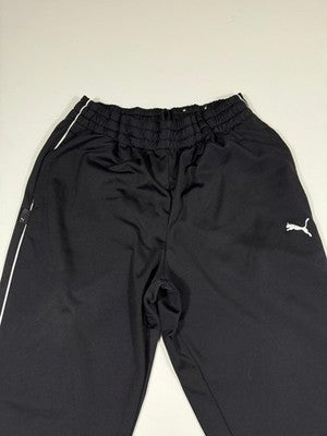 Puma Black Track Pants L Elastic Waist Cuffed Polyester Drawstring Solid