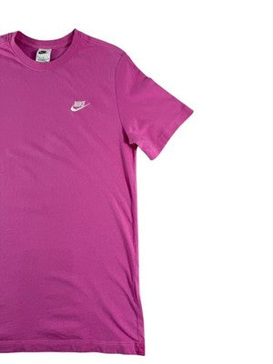 Nike Women's Pink Sportswear Club T-Shirt M Embroidered Logo Cotton