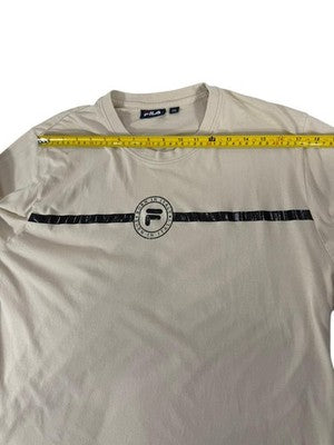 Fila Men's Beige XXL Cotton Short Sleeve Crewneck Logo T-Shirt