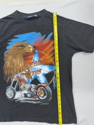 Ink Collection Men's M Black Eagle Motorcycle Cotton T-Shirt Vintage