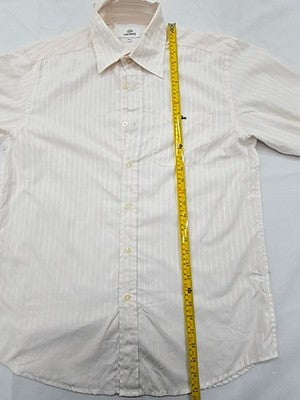 Lacoste White Striped Long Sleeve Button Down XL Cotton Embroidered Croc