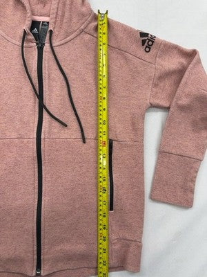 Adidas Women's Pink Full Zip Fleece Hoodie S Regular 3-Stripes