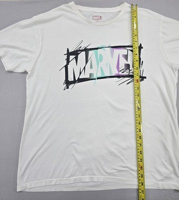 Marvel Graffiti Crew Neck T-Shirt White Cotton Size L