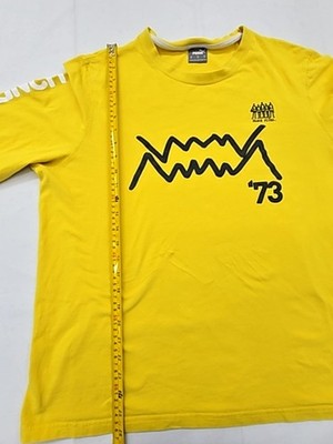 Puma Yellow Printed Fleece Sweatshirt XL Long Sleeve Men Crewneck