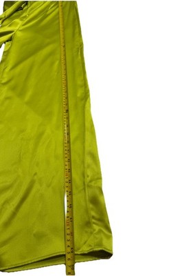NWT Zara Green Satin Cutout Bow Wide Leg Jumpsuit Size Small