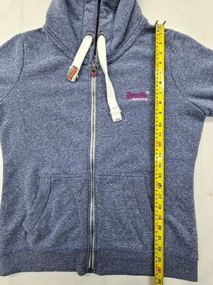 Superdry Orange Label Women's Zip Hoodie XL Grey Marl Slim Fit Cotton Blend