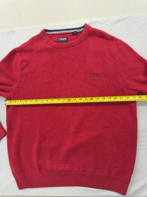 Chaps Red XL Cotton Herringbone Crewneck Pullover Sweater Men