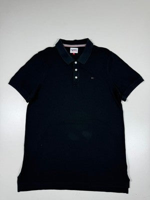 Tommy Jeans Black Polo Shirt XL Short Sleeve Pique Logo