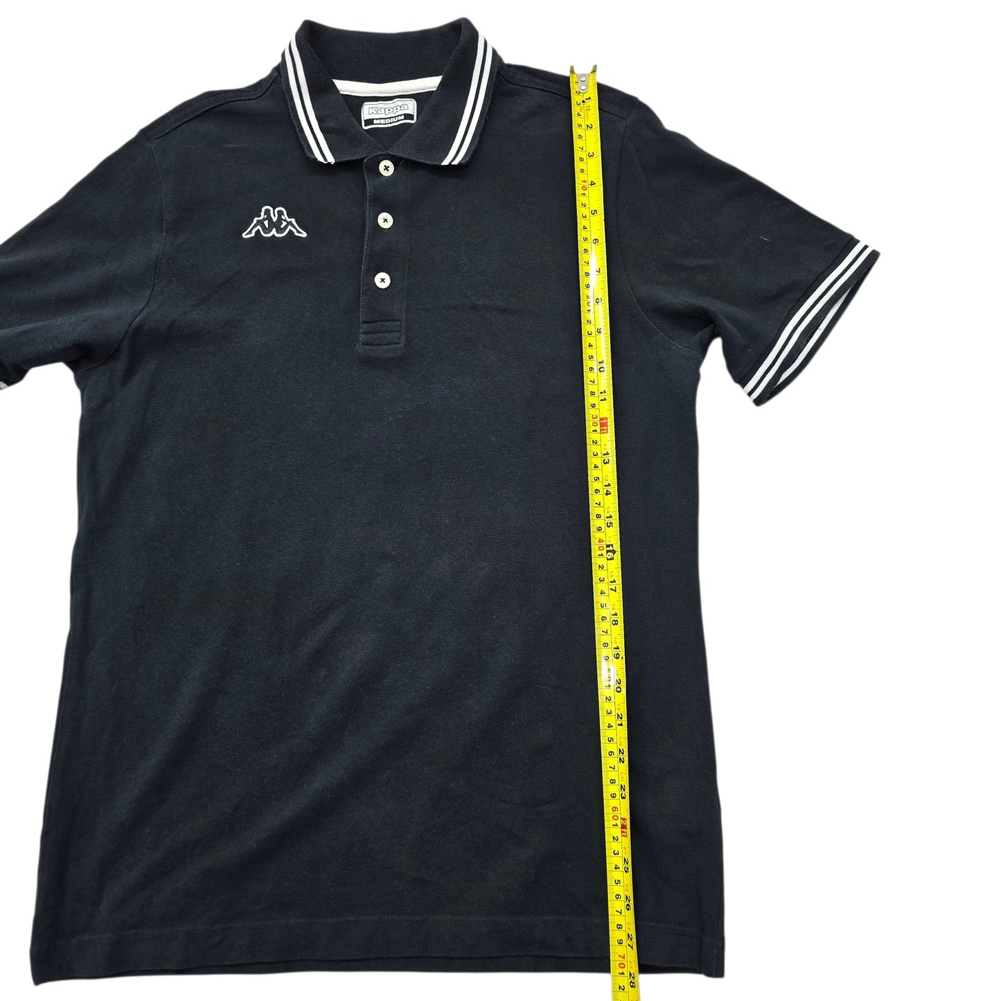 Kappa Men's Navy Blue Striped Trim Polo Shirt Size M Vintage