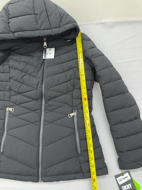 DKNY Black Hooded Puffer Jacket Women's S Packable Winter