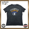 Champion Men's Gray T-Shirt – Size L, Print Crewneck Large print, Graphic