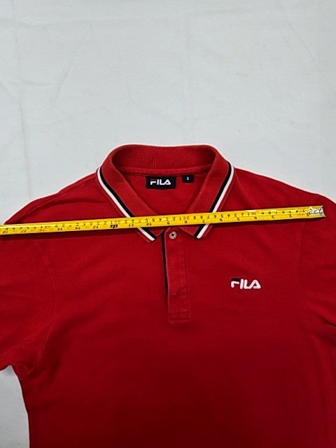 Fila Red Cotton Polo Shirt Men's S Short Sleeve Button
