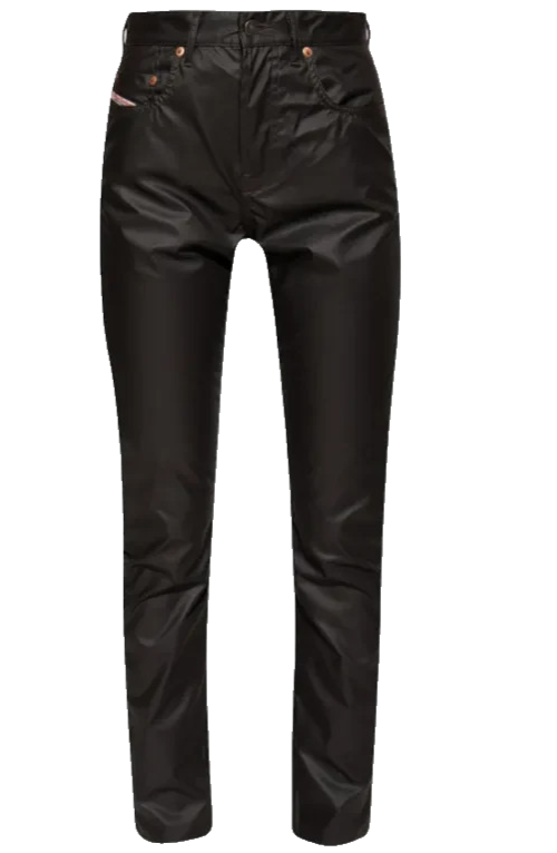 Diesel Women's Trousers Black Coated Cotton Regular Fit Size 27