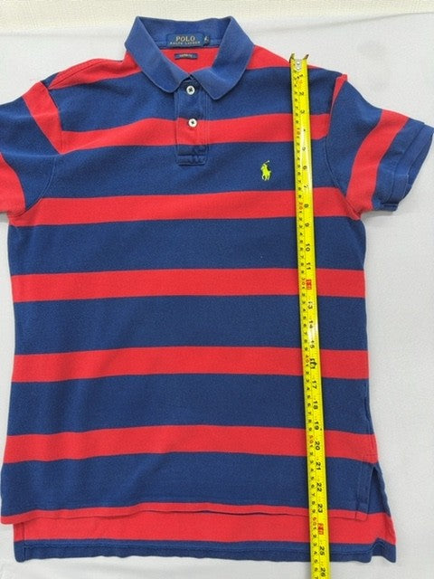Polo Ralph Lauren Navy Red Stripe Polo Shirt M Custom Slim Fit