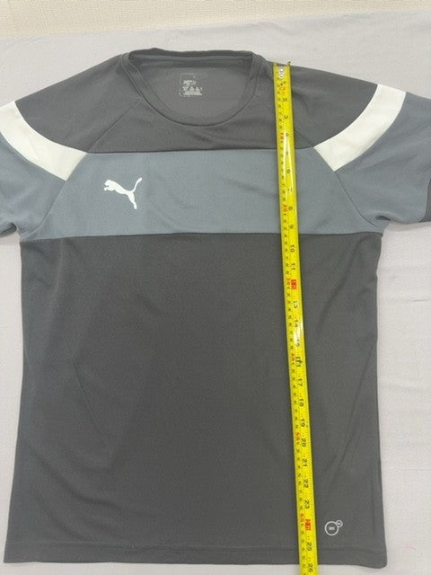 Puma Men's M Black Gray White Color Block Training Short Sleeve Shirt