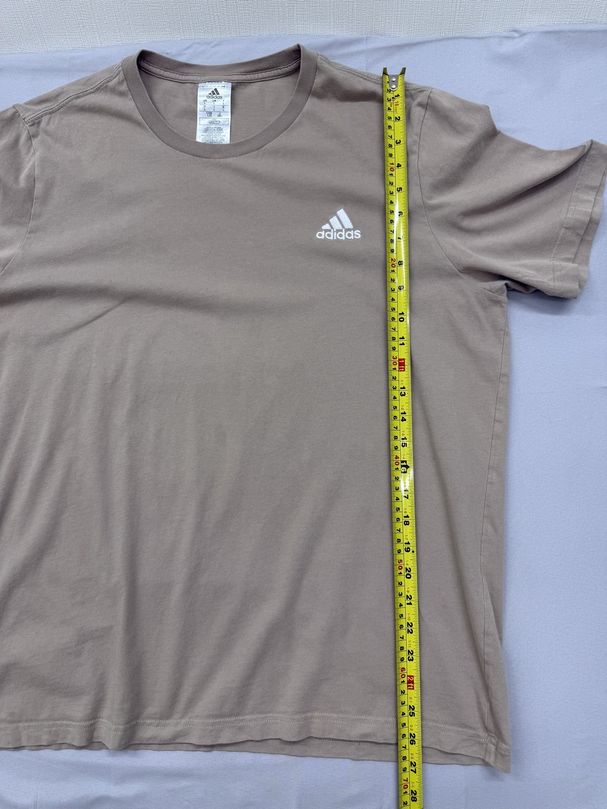 Adidas Men's Beige Cotton T-Shirt Size L Crew Neck Logo