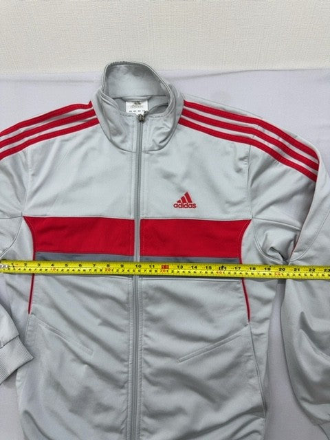 Adidas White Track Jacket Full Zip 3-Stripes Size D Polyester