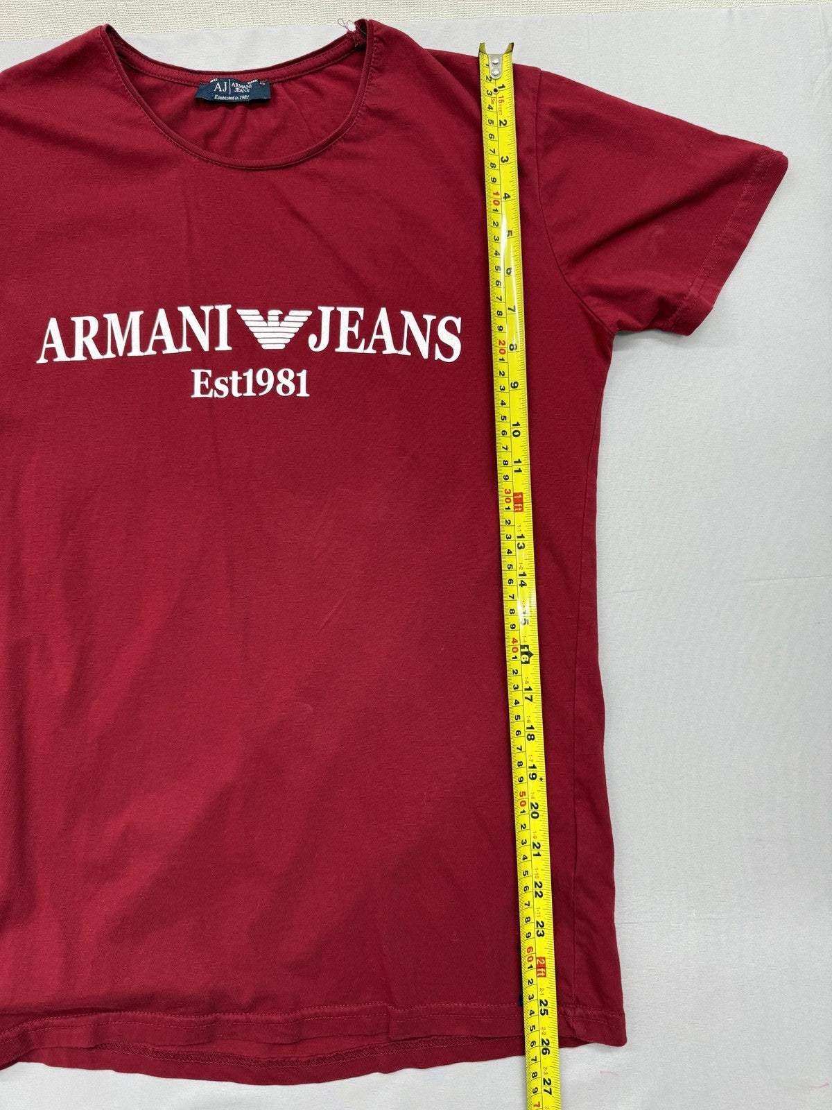 Armani Jeans Men's Red L Cotton Logo Crewneck Short Sleeve T-Shirt