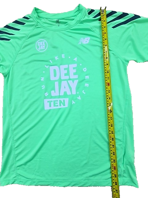 New Balance Men's Green Striped Running T-Shirt Size M Short Sleeve