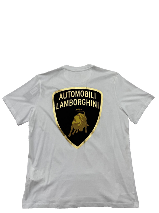 Lamborghini Men's White T-Shirt – Size XXL, Short Sleeve, Crew Neck