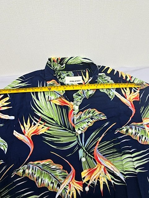 Blend Men's Navy Tropical Floral Button-Up Shirt XL Short Sleeve 20715450