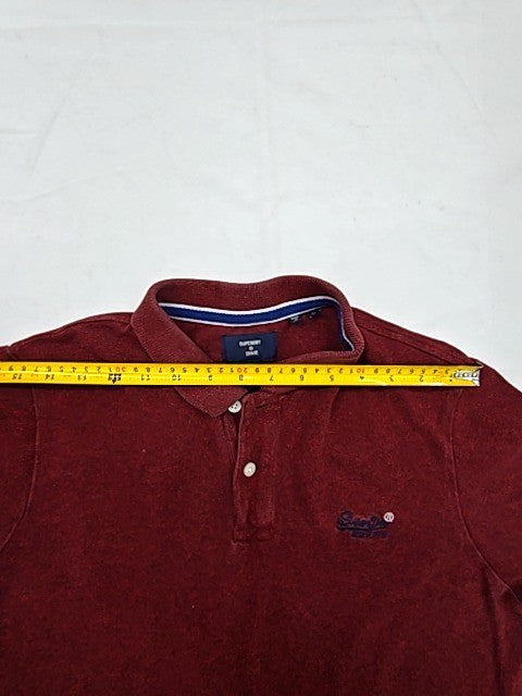 Superdry Men's Burgundy L Short Sleeve Polo Shirt Embroidered Logo