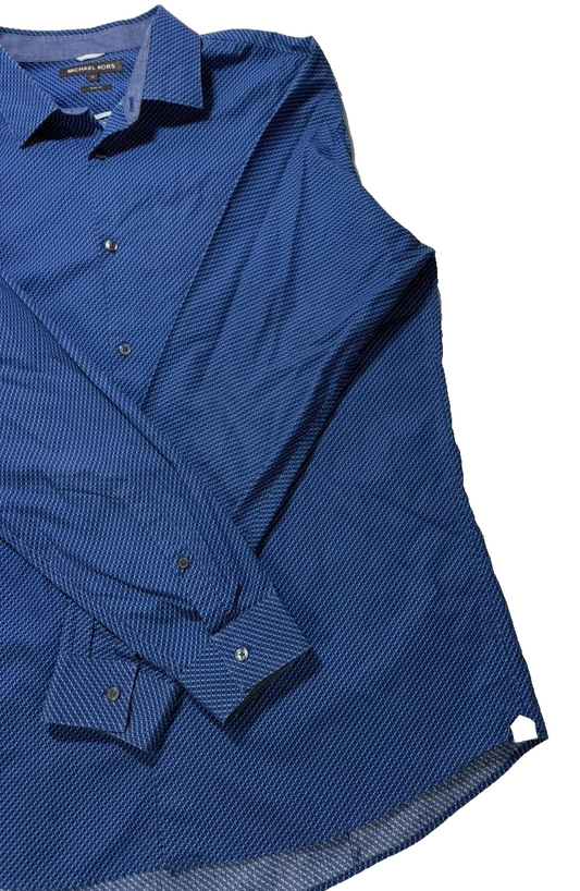 Michael Kors Men's Blue Shirt – Size XL, Slim Fit, Long Sleeve – Ref 7F163