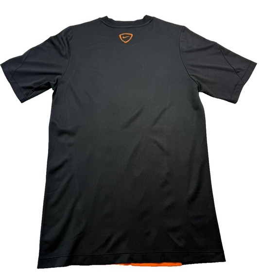Nike Dri-FIT Men's Training T-Shirt Black Orange Gradient Swoosh Athletic Large