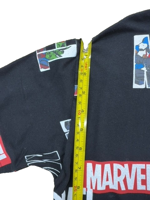 Marvel All Over Print Black Cotton T-Shirt Short Sleeve Crew Neck