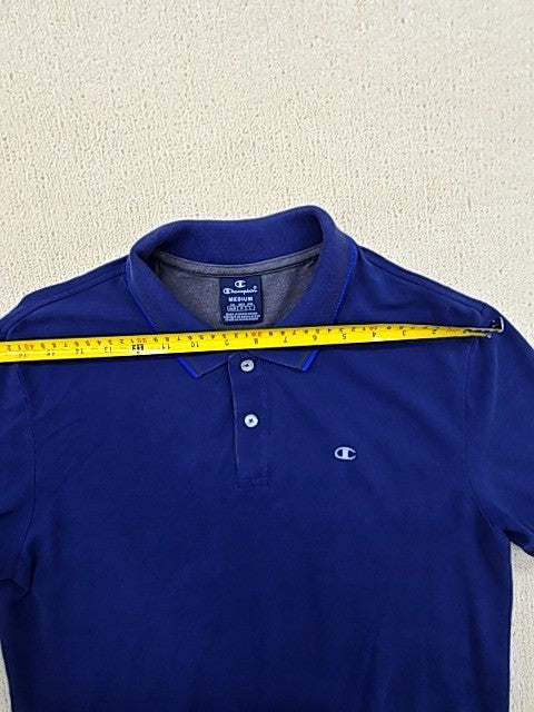 Champion Navy Blue Cotton Piqué Polo Shirt Men's Medium Short Sleeve