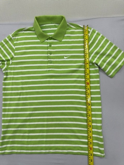 Nike Men's M Green White Dri-FIT Polo Golf Shirt Short Sleeve Stripe