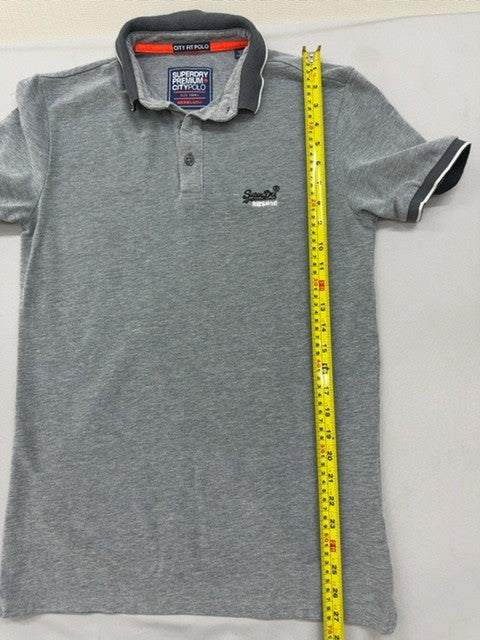 Superdry Premium City Polo Grey Small Short Sleeve Men's City Fit Pique