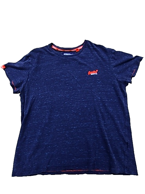 Superdry Orange Label Women's Navy Heathered T-Shirt XL Orange Trim Logo