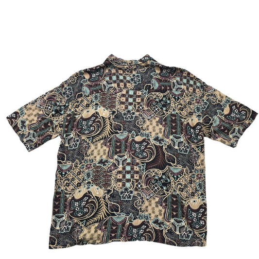 Pull&Bear Men's Black Paisley Resort Shirt Size M Cotton