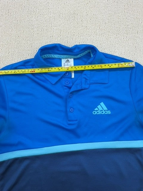 Adidas Men's Blue Striped Short Sleeve Polo Shirt L Regular