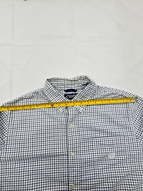 Chaps Blue White Plaid Long Sleeve Button-Down Shirt L Classic Fit