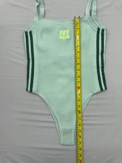 Adidas Ivy Park Green Ribbed Striped Women's Sleeveless Bodysuit