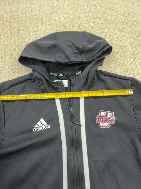 Adidas Men's Grey Climalite Hoodie Size M Zipper White Stripes