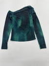 AMISU Women Teal Off Shoulder Ruffle Blouse Size M Pullover Knit