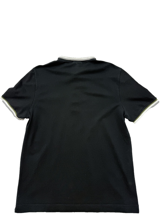 Lacoste Black Classic Fit Polo Sz 5 Short Sleeve Contrast Collar Croc Logo