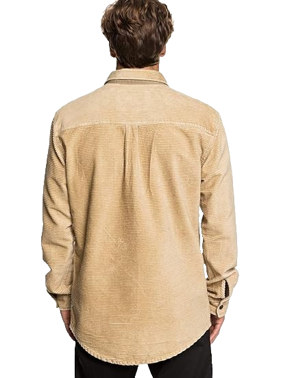 Quiksilver Men's Tan Corduroy Button-Up Shirt Long Sleeve Casual Size M