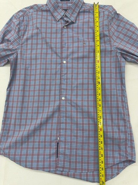 Gant Indigo Plaid Button-Down Dress Shirt XL 17.5" Long Sleeve Tech Prep